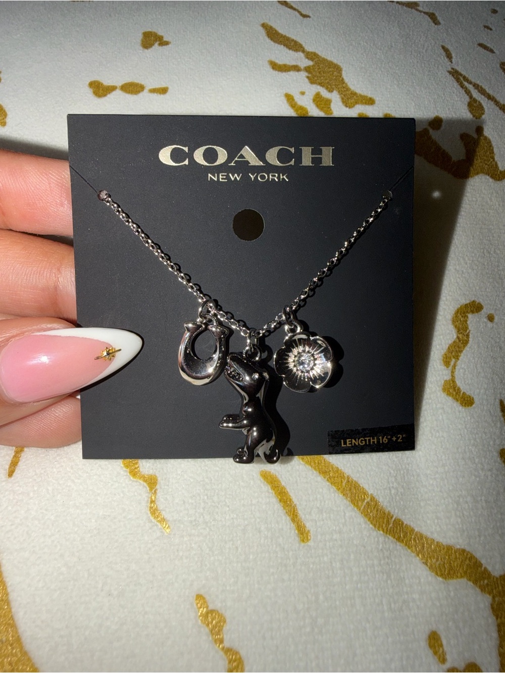 COACH Charm Necklace – Rexy, Signature C&Tea Rose - Picture 6 of 6